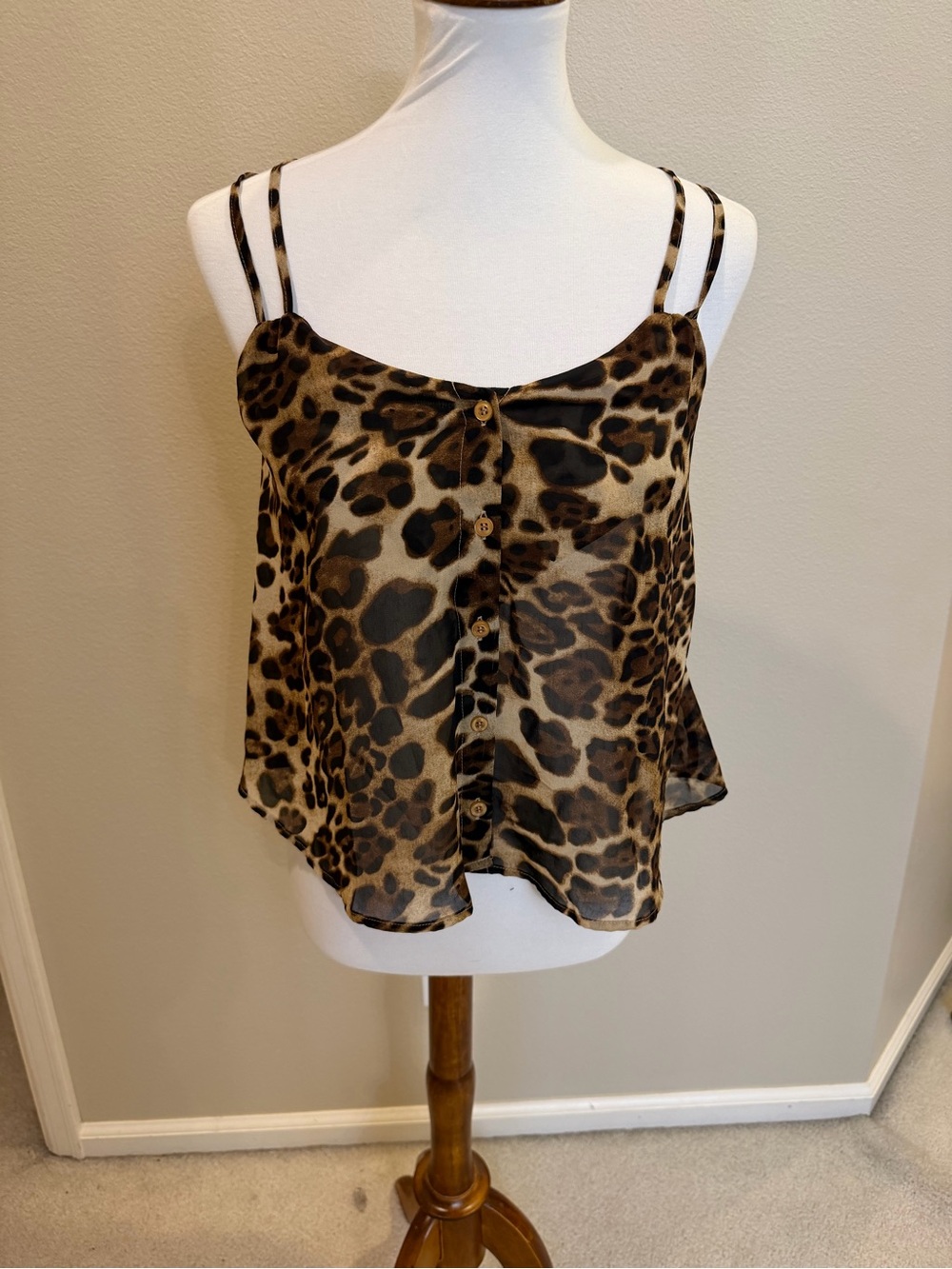 Papaya Leopard Print Double-Strap Cami Top - Brown